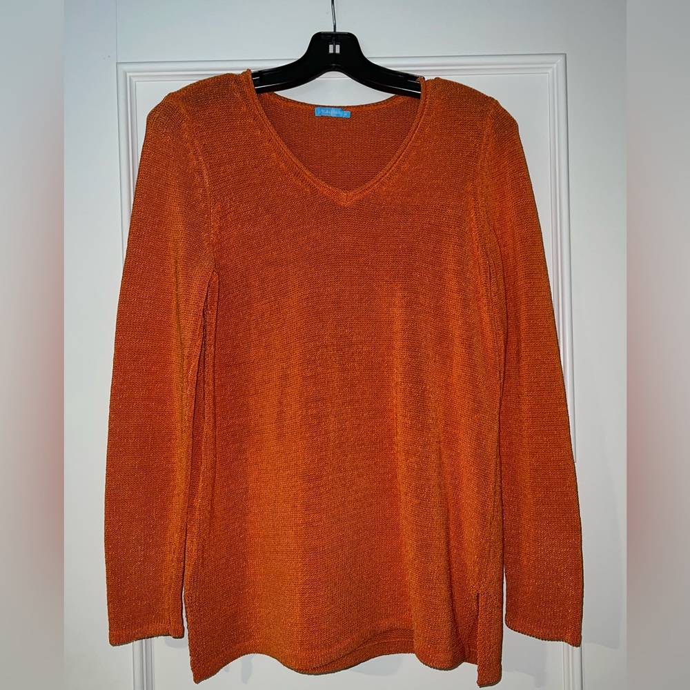 J. McLaughlin Orange V-Neck Sweater
